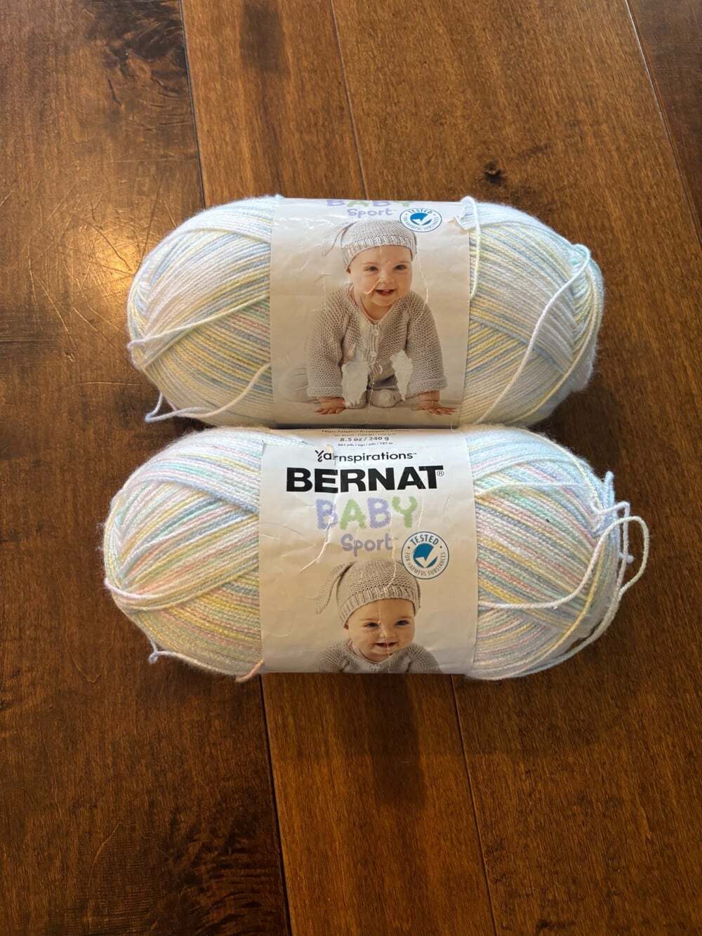 Bernat Baby Sport Baby Baby Ombre Yarn 2 Skeins Same Lot NWT Acrylic